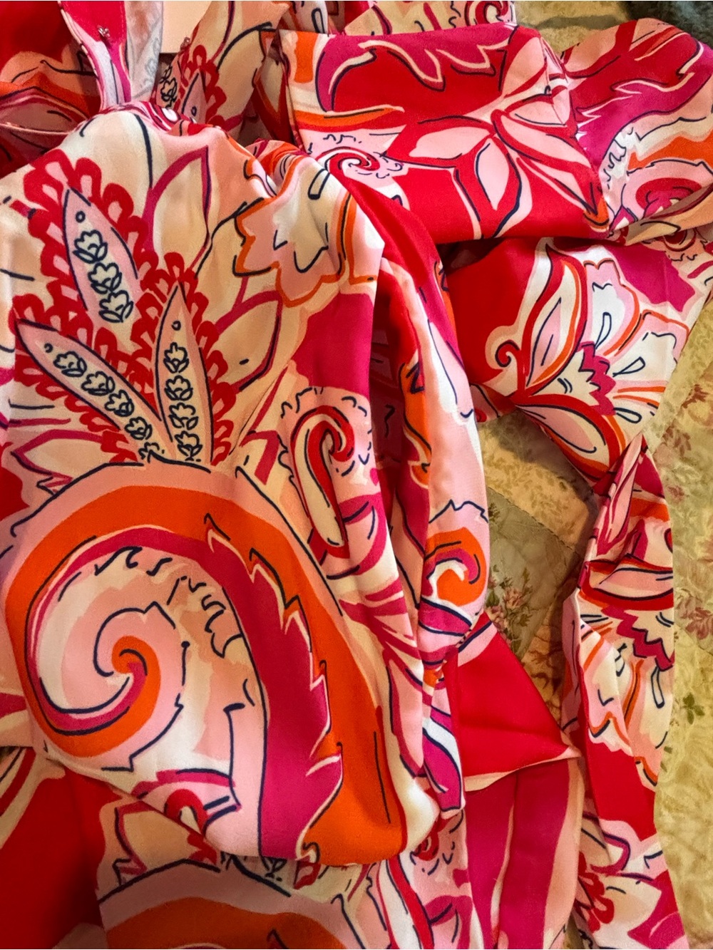 fate by LFD Pink & Orange Floral Maxi Long-Sleeve Romper Sz S. NWT. Flaw on leg - Picture 11 of 12